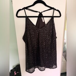 Grace Karin Black Sequin Spaghetti Strap Camisole